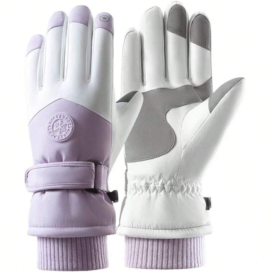 INOGIH Winter Ski Gloves For M/Wom Waterproof And Windproof Touchscre Snowboard Gloves Cold Weather - Purple - View 1