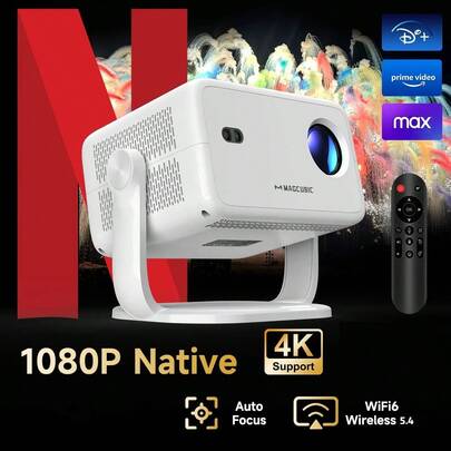  Magcubic 2026 新款 L018 投影仪，原生 1080P 分辨率，650ANSI 分辨率，1.2:1 投射比，360° 可拆卸便携式投影仪，内置语音助手和应用商店