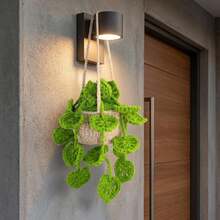 Crochet Plant Hanging Basket For Car Rear View Mirror Decor, Polyester, Light Green, Durable, Handmade, Cute Interior Aesthetic, Gift For Women - 粉紅色 - 查看 8