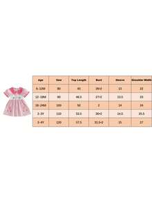 Vestido de Pascua para niñas pequeñas, informal, con conejo, huevos de Pascua bordados, cuello de muñeca, manga corta, a cuadros - Rosa - Ver 8