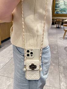 钥匙扣挂绳，兼容 17/16/15/14/13/12/11 Pro Max、S26、S25、S24、S23、A57、A37、A55、A54、A53 等机型。1 件装时尚手机壳，带肩带和卡槽，便携防摔，新年米色眼睛造型长链卡槽手机保护壳。 - 白色 - 查看 7