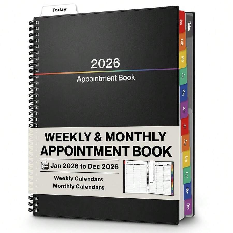 Daily Planner 2026, 8.5x11 Appointment Book, 15-Min Hourly Schedule, Jan To Dec 2026, Large Planner With Colorful Tabs, Premium Paper Quality - 20262026 - View 1