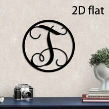 【墙面雕塑】1个45厘米/17.72英寸2D扁平字母T艺术装饰吊坠，铁艺工艺，现代风格，复古风格，惊艳的家居装饰，客厅，卧室，办公室。 - 彩色 - 查看 9