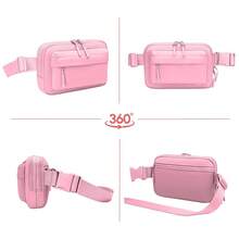 Plus Size Fanny Pack | XL Extended Strap 70\ | Double Compartment | Women Men Crossbody Sling Bag | Essential-Fit Belt Bag - LightPinkDoubleCompartment - View 6