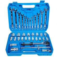 37-Piece Professional Tool Kit With Combination Wrench, Sockets, And Large Ratchet - A - Xem 10