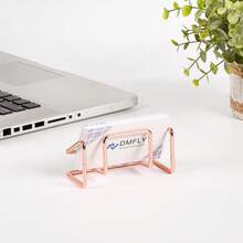 Soporte de tarjeta de visita con acabado metálico electrochapado de moda, estante de almacenamiento de escritorio de oficina/hogar, antioxidante - Multicolor - Ver 7