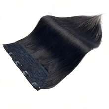 1B Straight One Piece Clip In Hair Extensions Real Human Hair 5 Clips 3/4 Full Head Clip In Human Hair Extensions For Women - Natural Black - View 3