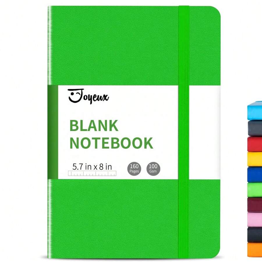 Cuaderno de notas en blanco, A5, 160 páginas 100 g/m² Libros de bocetos con tapa dura Diario para escribir, 5.7 pulgadas x 8 pulgadas Cuadernos para el trabajo (Verde) - Verde - View 1