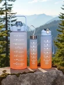 3件套哑光大容量吸管保温杯，耐热成人便携水壶，男士运动水壶 - 藍黃色 - 查看 9