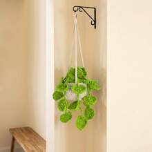 Crochet Plant Hanging Basket For Car Rear View Mirror Decor, Polyester, Light Green, Durable, Handmade, Cute Interior Aesthetic, Gift For Women - 粉紅色 - 查看 4