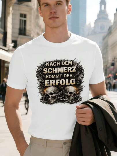 Pain Be fore Success Skull Graphic T-Shirt Soft Cotton Loose Fit Casua l Comfortable Graphic Design