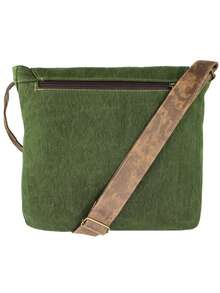 Vintage Style Messenger Bag, Canvas Crossbody Bag, University Style - xanh quân đội - Xem 3