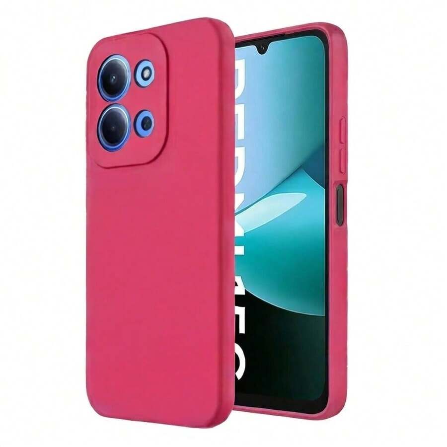 Meloenvias Funda para Xiaomi Redmi 15C carcasa silicona líquida, forro interior, cubre cámara color rosa fucsia, mate antideslizante, tacto goma - Rosa Fucsia - Ver 1