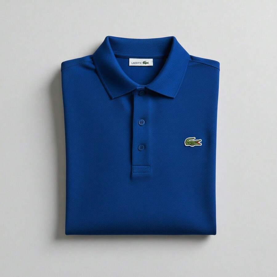 Men's Short-Sleeve Piqué Polo Shirt - 皇家藍鱷魚 - 查看 1