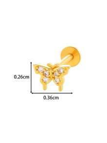 Toppiercing 1 pieza Joyería de piercing de labio/cartílago con mariposa de acero inoxidable con rosca interna, minimalista - Multicolor - Ver 2