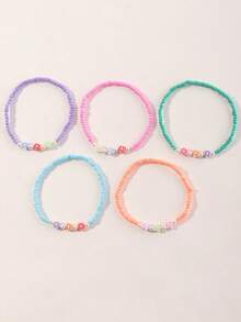 5pcs/Set Girls' Seed Bead Flower Anklet Set, Suitable For Daily Decoration - Multicolor - View 7