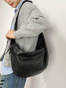 1 chiếc túi đeo chéo thời trang bằng chất liệu PU màu đen dành cho nam, túi tote, túi đeo vai, túi xách tay, dây đeo có thể điều chỉnh, túi đựng đồ dung tích lớn, túi đựng hồ sơ, thích hợp để mua sắm, du lịch, đi học, đi làm, quà tặng cho bạn trai, quà tặng Giáng sinh - Nhiều màu - Xem 15