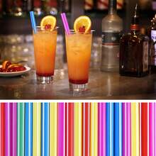 Extra Wide Rainbow Plastic Boba Tea Smoothie Straws, 1/2\ Wide X 8 1/2\ Long Large Fat Bubble Straws, Pack Of 100 - Rainbow - 查看 5