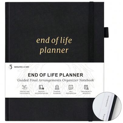 End Of Life Planner, Guided Estate Planning Organizer With Tabs, Last Wish, Will Preparation, Funeral Planning, Final Arrangements Notebook For Beneficiary, In Case Of Death Organizer 7.5\X9"-Black