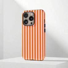 Pink & White Striped Phone Case, Compatible With IPhone 17/16/15/14/13/12/11 Pro Max - Orange - View 5