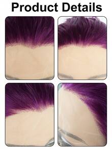 长卷曲灰金色渐变铂金色、蜂蜜金色渐变紫色耐热合成蕾丝前假发，蓬松波浪，无胶自然发际线，适合女性日常、派对、角色扮演，柔软蓬松，逼真长卷发，13*1.5自由分缝高清蕾丝假发，高密度 - 彩色 - 查看 9