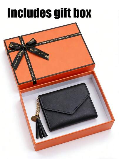 Portable Short Small Wallet Gift Box Set | Fashion All-In-One Gift Box With Women Clutch ,Multifunctional Student Coin Purse Simple Mini Change Pouch | Clip Bag Card Bag | Lightweight Versatile Small Bag Set For Daily Use & Gifting | Ideal Fashion Gift For Women Girls Students Friends