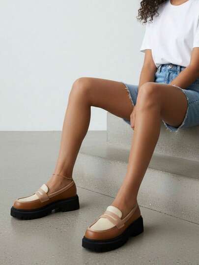 SERGIO TODZI Thick Sole Platform Loafers, Women's Oxford Wedges Shoes, Round Toe, Slip-On