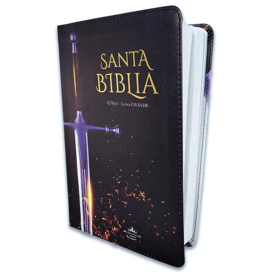 Biblia Espada Letra Grande 12 Puntos RV1960 Imit Piel Negro - Libro único - Ver 1