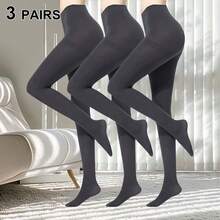3 Pairs Women's Super Soft Fashionable Velvet Dance Tights Leggings - A - View 12