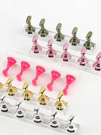7pcs Y2K Acrylic Nail Art Display Stand, Nail Art Practice Holder, Magnetic Nail Art Practice Rack, DIY Nail Art Stand, Suitable For False Nails And Nail Art Tools Salon Use