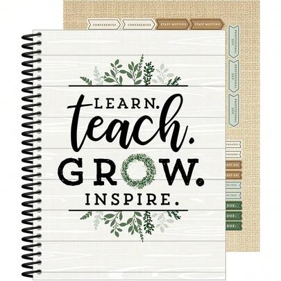 Carson Dellosa Farmhouse Teacher Planner, 8inch X 11inch Spiral Bound Lesson Plan Book With Stickers, Checklist, Notes, Schoolsss Supplies For Classroom Organization