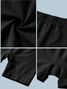 Paquete de 5 calzoncillos básicos de unicolor para niños, con tela de punto cómoda y transpirable, adecuados para uso diario, deportes escolares, fútbol, baloncesto - Negro - Ver 4