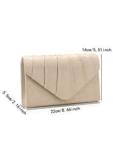 Beige Velvet Women's Evening Clutch Bag, Formal Party Handbag With Detachable Chain Strap - Apricot - View 5