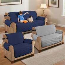 Juego de Fundas para Sofá Capitonado 3 Piezas – Protector Lavable Impermeable Antimanchas y Antidesgarros, Tejido Súper Suave con Correas Ajustables, Perfecto para Proteger Muebles en Sala, Departamento o AirBnB - Gris oscuro + Gris azulado - Ver 10