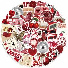 50pcs Red Lucky Stickers, Cherry Aesthetic Stickers, Y2K Stickers, Y2K Downtown Stickers, Y2K Gifts, Retro Stickers, 90s Stickers, Waterproof Vinyl Stickers For Envelopes, Water Bottles, Computers, Laptops, Phones, Luggage, Notebooks, Fridges - F - View 11