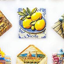 1pc Colorful Resin Fridge Magnet, Italy Travel Souvenir Florence, Milan, Venice, Dolomites, Sicily, Amalfi Lemon, Alberobello Art Decor For Refrigerator, Whiteboard, Cabinet, Dishwasher, Kitchen, Home, Valentine's Day Gift, Friends & Family, Historical Culture, Personalized Creative Cartoon Stationery Decoration, Shop Display - Multicolor - View 7