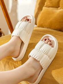 Unisex Soft Bottom Slippers, Non-Slip Bathroom Shower Sandals, Thick Sole House Slippers For Summer - White - View 2