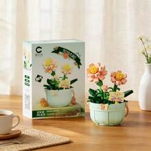 永生花篮（雏菊、玫瑰、郁金香、康乃馨、向日葵、百合、菊花、扶桑、风信子等），DIY生日礼物，串珠积木，拼图和拼贴画配件 - 彩色 - 查看 3