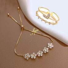 1 pieza Pulsera ajustable con dije de flor, diseño delicado de estilo retro francés, sensación de lujo ligero, accesorios para el regreso a la escuela y el Día de San Valentín - Multicolor - Ver 13