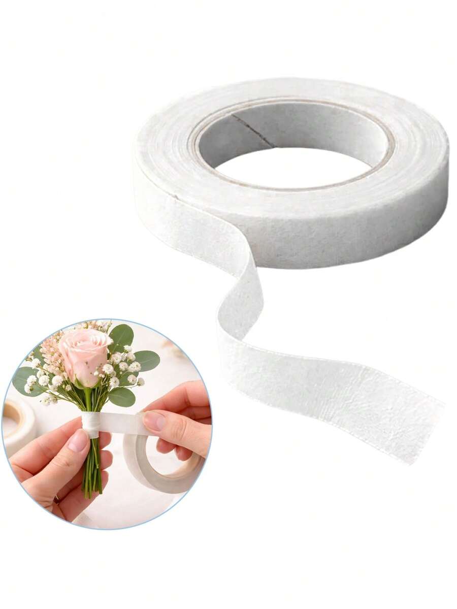 Fita Floral Branca Artesanato Encapar Arame Flores Folhas - A - Visão 1