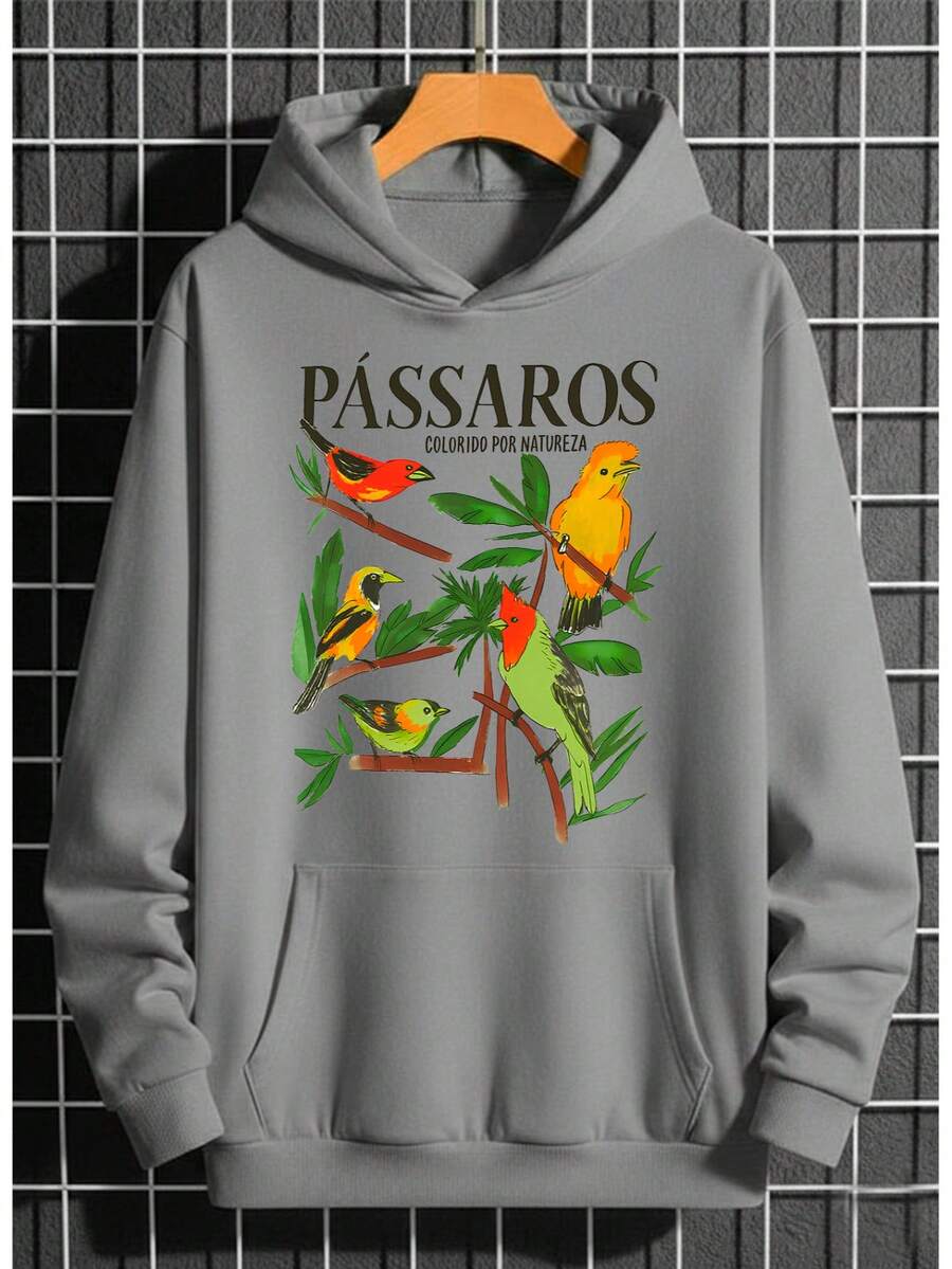 Moletom Premium canguru  irverno Passáros - Cinza - Visão 1