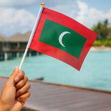 Bandera Maldivas, MXMVH-000, 1Pza, Maldivas, 14x21cm, Tela Poliéster, Asta Plástico. - Multicolor - Ver 4