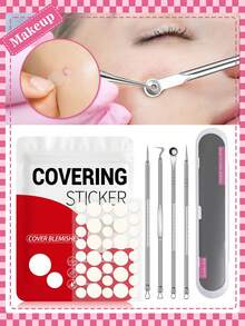Kit de limpeza facial com ferramentas e adesivos transparentes de bolinhas. Design fofo de bolinhas, adesivos faciais invisíveis, ferramentas de extração e limpeza adequadas para todos os tipos de pele, com estojo portátil. Limpeza profunda, ferramentas de cuidados com a pele, ferramentas de beleza, adesivos decorativos para o rosto, presentes para o ano 2000, formatura, aniversário, feriados, inverno, primavera, decoração de festivais e cosplay feminino. - Multicolorido - Ver 1