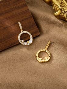 1对2026新款微镶钻石圆形耳钉，奢华小众设计，优雅少女款 - 圓形微鑲鑽耳釘 - 查看 6