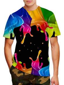 Hgvoetty Unisex 3D Print-Shirts Short Sleeve Graphic Tees Men And Womenmen's All Over Print-Shirt - 色彩繽紛的畫作 - 查看 4