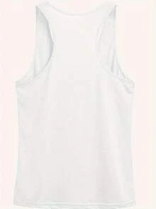 Women's Sleeveless Tank Top - Non-Transparent Smooth Surface Casual Blouse, Everyday & Formal Outfits - Machine Washable Women's Clothing, Versatile Outfit, Graphic Print Design, Nontransparent Fabric, Summer Fashion,  Design, Breathable Fabric, Summer Wardrobe - White - View 7