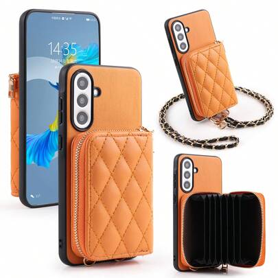 1pc Elegant Luxury Zipper Card Holder Crossbody Wallet Phone Case Compatible With Samsung Galaxy S25 Edge S24 S23 S22 S21 S20 FE Note 20 Ultra A17 A16 A15 A07 A52 A53 A54 A25 5G, Rhombus PU Leather Card Holder Wallet Case For Google Pixel 10 9 Pro XL 8 7 6 9a 8a, Multi-Functional Protective Cover For Xiaomi Redmi Note 15 Pro 14 13 4G Poco C75