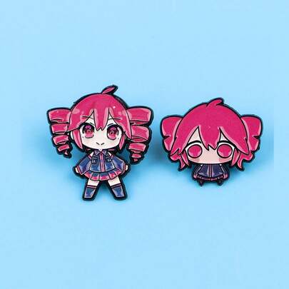 Broches de niña rosa de dibujos animados lindos para ropa de mujer, alfileres de solapa para mochilas, pines de esmalte suave, insignias de aleación de zinc, accesorios de joyería