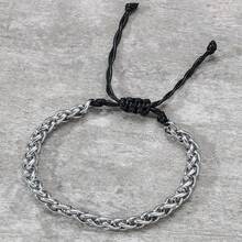 Adjustable Stainless Steel Byzantine Woven Chain Bracelet, & Versatile - Silver - View 3