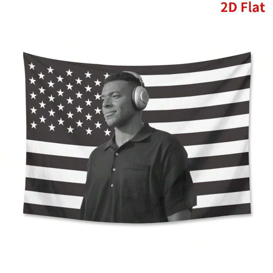 Mbappé Kylian USA Tapestry French Flag Banner - Reals Madrid Fans Merengues Liga Champions Soccer Durable Indoor Or Outdoor Football Soccer - pink 1pc - View 1